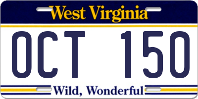 WV license plate OCT150