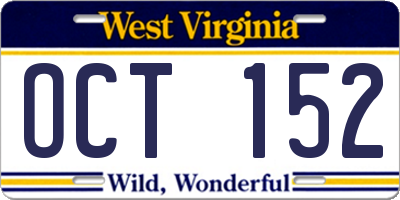 WV license plate OCT152
