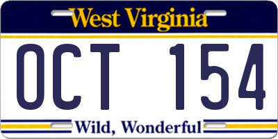 WV license plate OCT154