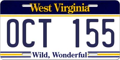 WV license plate OCT155