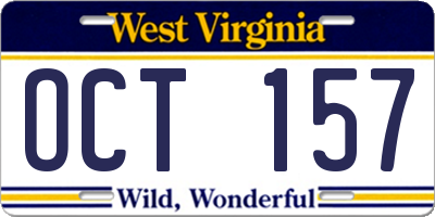 WV license plate OCT157