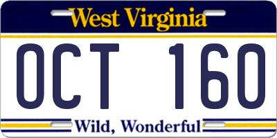WV license plate OCT160