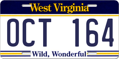 WV license plate OCT164