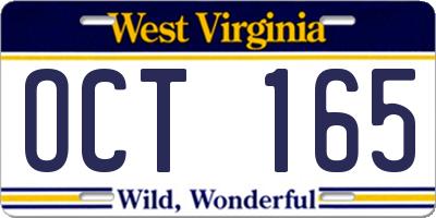 WV license plate OCT165