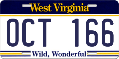 WV license plate OCT166