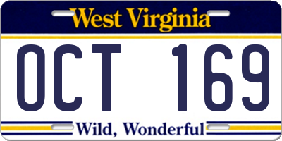 WV license plate OCT169