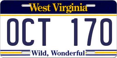 WV license plate OCT170