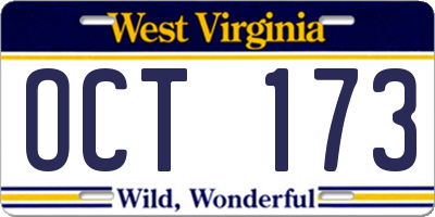 WV license plate OCT173