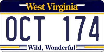 WV license plate OCT174