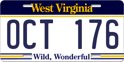 WV license plate OCT176