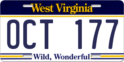 WV license plate OCT177