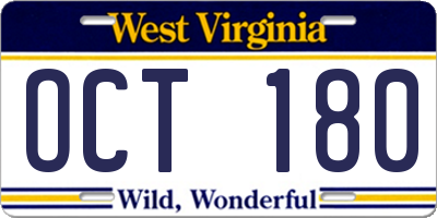 WV license plate OCT180