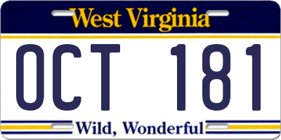 WV license plate OCT181