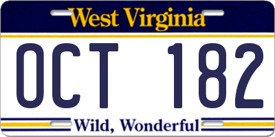 WV license plate OCT182