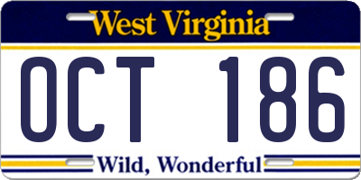 WV license plate OCT186