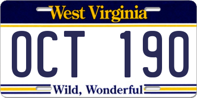 WV license plate OCT190