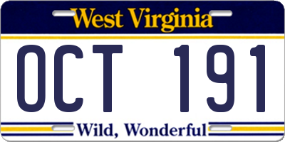 WV license plate OCT191
