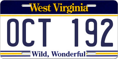 WV license plate OCT192