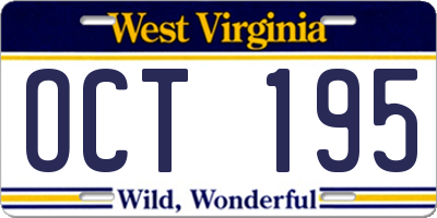 WV license plate OCT195