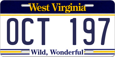 WV license plate OCT197