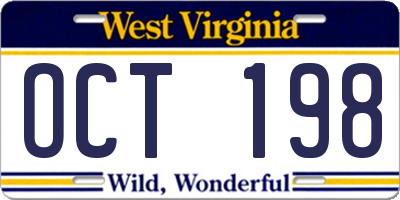 WV license plate OCT198