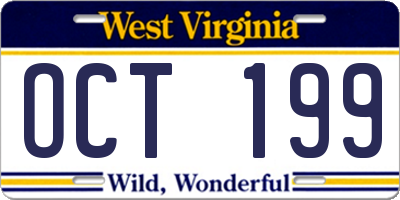 WV license plate OCT199