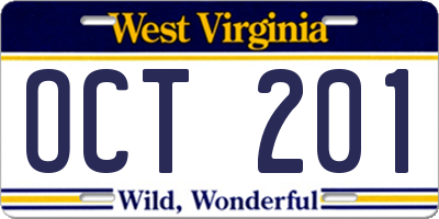 WV license plate OCT201