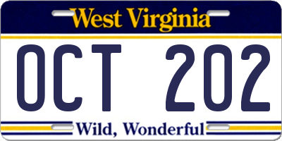 WV license plate OCT202