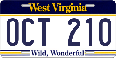 WV license plate OCT210