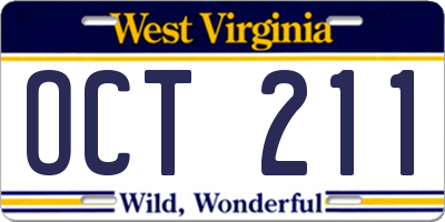 WV license plate OCT211