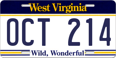 WV license plate OCT214