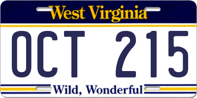WV license plate OCT215