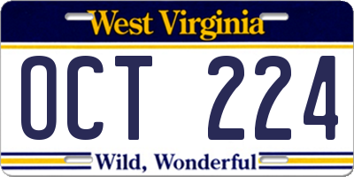 WV license plate OCT224