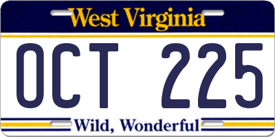 WV license plate OCT225