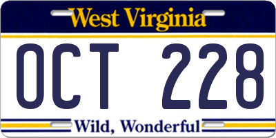 WV license plate OCT228