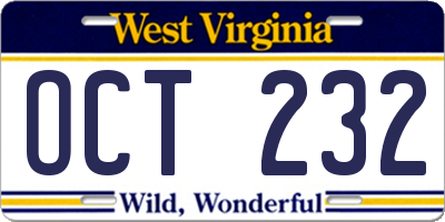 WV license plate OCT232