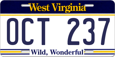 WV license plate OCT237