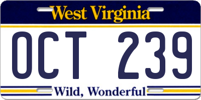 WV license plate OCT239