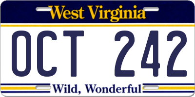 WV license plate OCT242