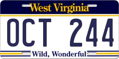 WV license plate OCT244