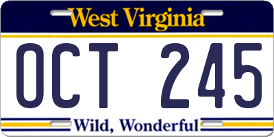 WV license plate OCT245