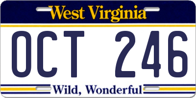 WV license plate OCT246