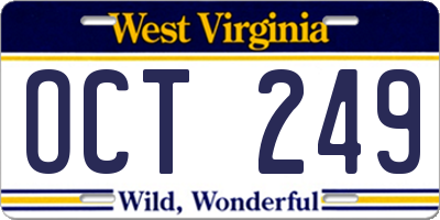 WV license plate OCT249