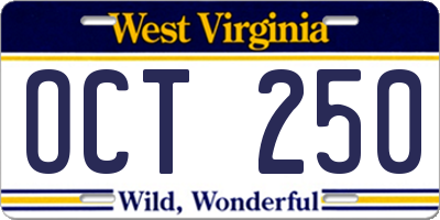 WV license plate OCT250