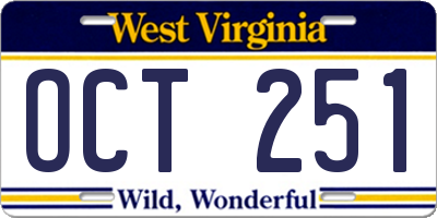 WV license plate OCT251