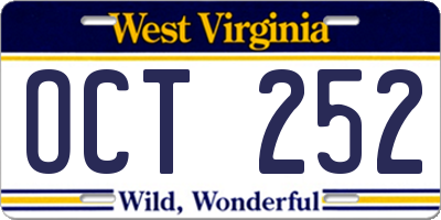 WV license plate OCT252