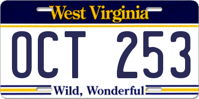 WV license plate OCT253