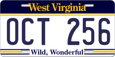 WV license plate OCT256