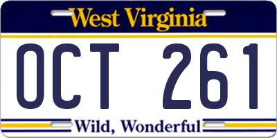 WV license plate OCT261
