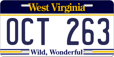 WV license plate OCT263
